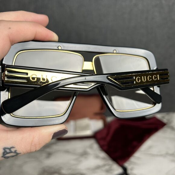 Gucci Men's Sunglasses Nylon Lens Havana Plastic Pilot Shaped Frame GG0900S 005 - Picture 9 of 15